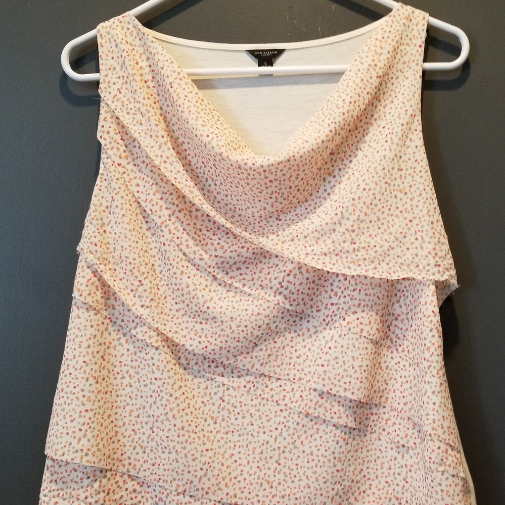 Loft Tank Top Mixed Media Pink Cream M Medium